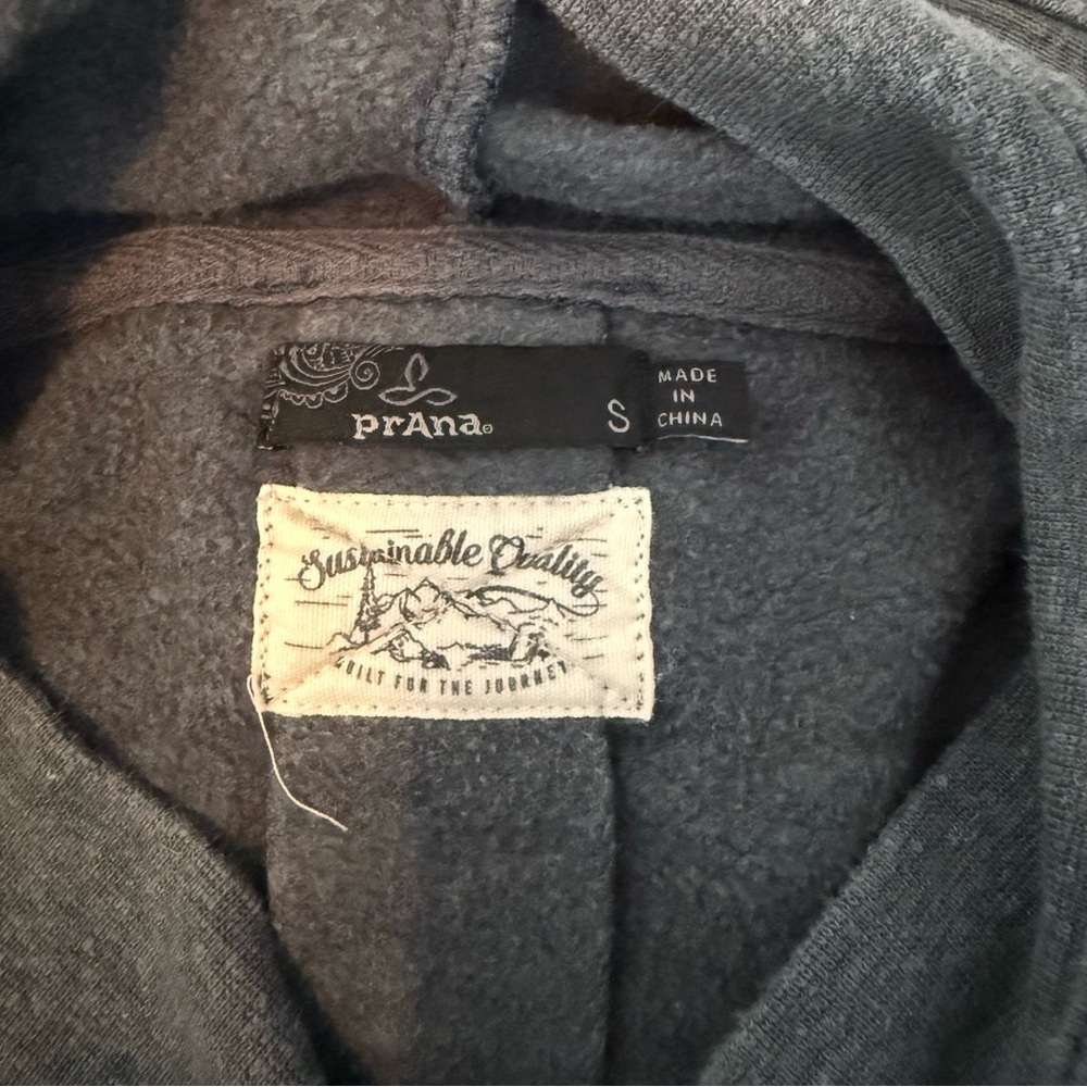 Prana Permafrost Funnel Neck Hooded Sweatshirt Gray Heather Small - Picture 6 of 6